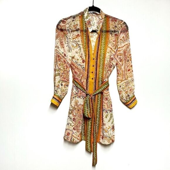 NWOT ZARA Printed Boho Tied Floral Mini Summer Dress Sz S - Picture 4 of 10